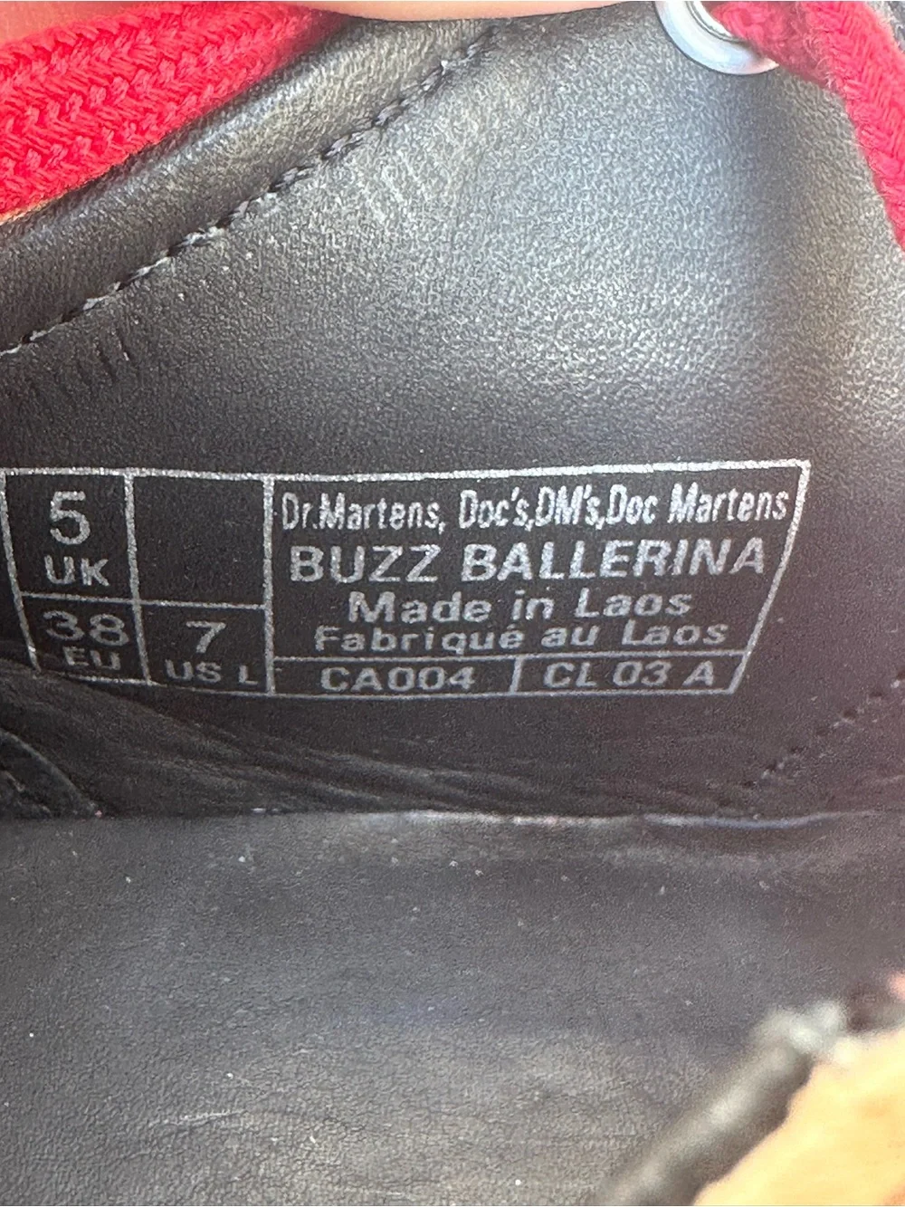 Dr. Martens Buzz Ballerina Leather Red Vntge Taupe Chunky Platform Shoes NWOT~7